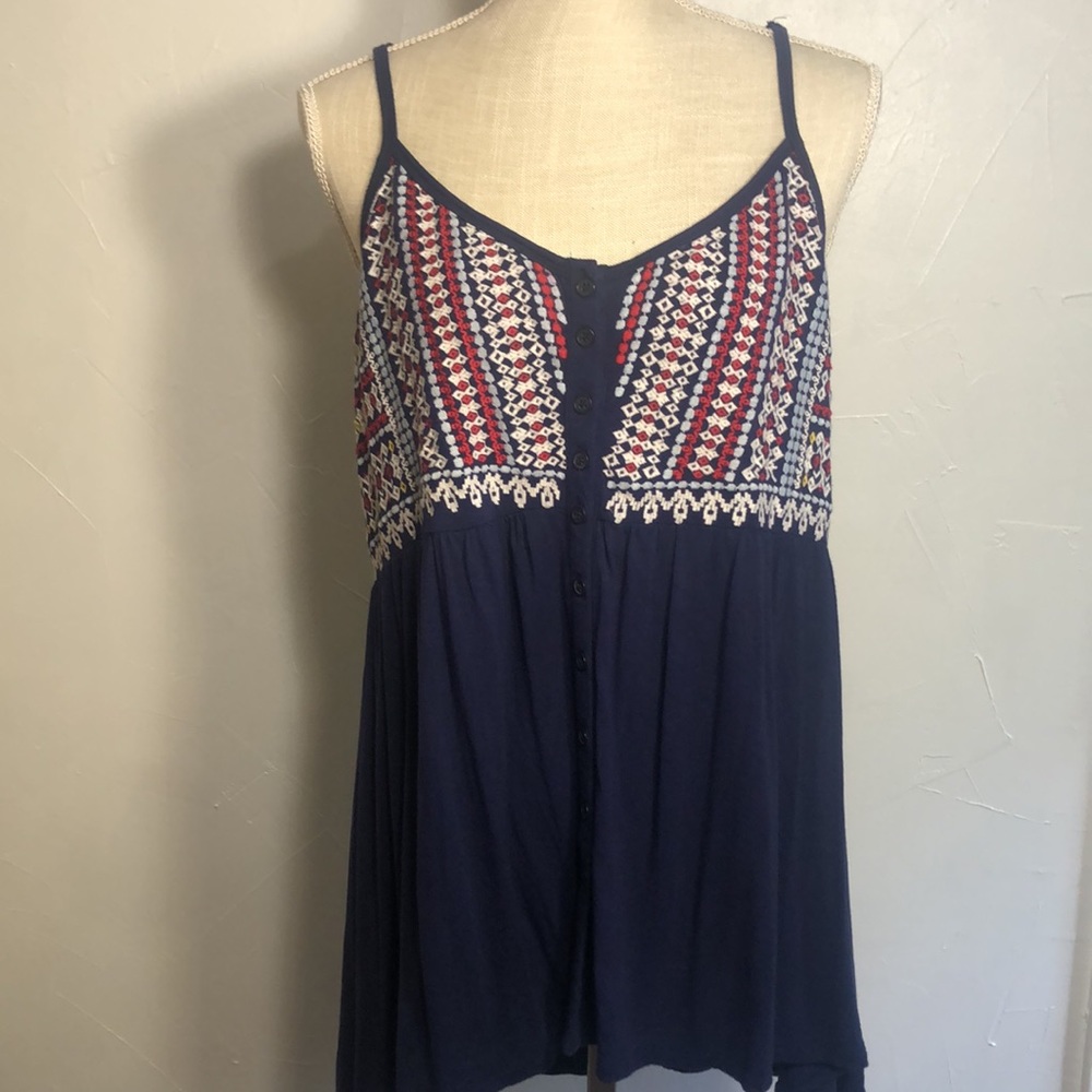 Torrid Size 0 10 Buttons Down Front Red Navy Whit… - image 2